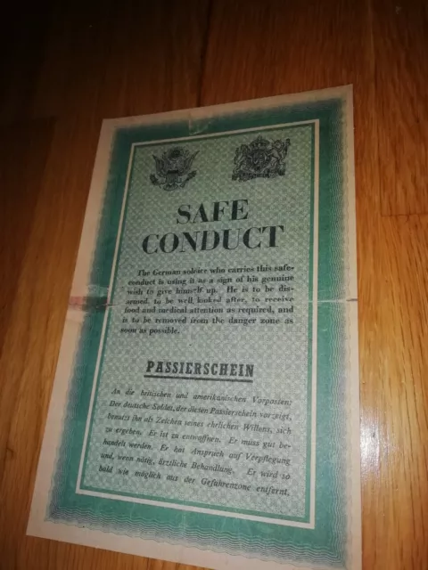 Ww2 German Soldier Surrender Safe Conduct Pass-Allied Air Drop-Propoganda Wwii