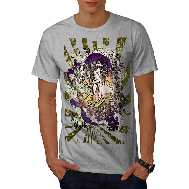 Wellcoda Dragon Japan Asia Mens T-shirt, Game Graphic Design Printed Tee