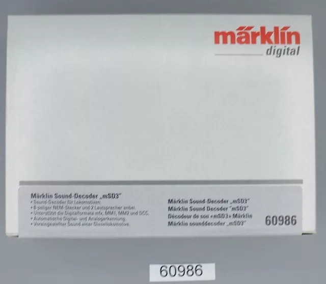 Märklin 60986 SoundDecoder mSD3 für Diesellok mit Kabelbaum #NEU in OVP#