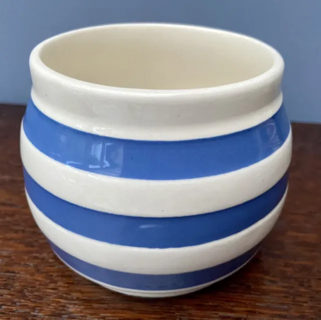 Vintage Staffordshire Chef Ware blue and white striped Sugar Bowl