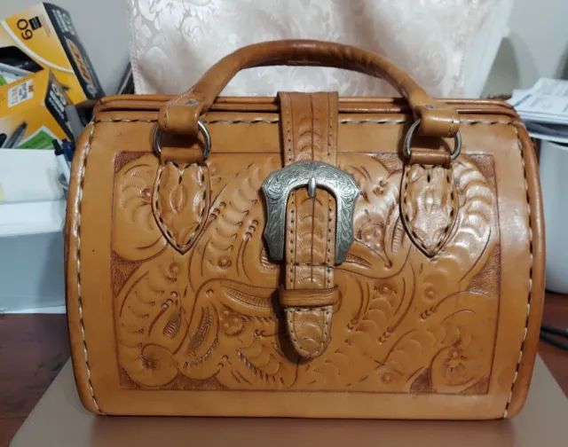 Hand-Tooled Leather Handbag by Force Ten Classic