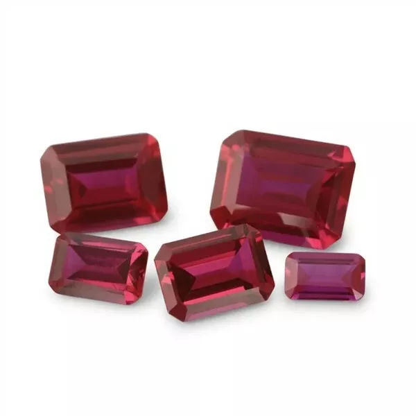 SYNTHETIC RUBY 9 x 7mm Emerald Cut Loose Pink Ruby Gemstone July Birthstone