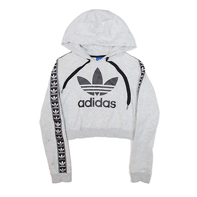ADIDAS Cropped Sports Grey Pullover Hoodie Womens S