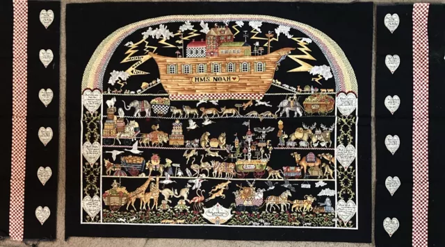 Noah's Ark 3 Fabric Lot; Panel & 2 Fabric Pieces, 2005 Jeri Landers Andover