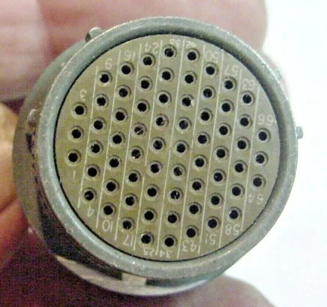 NOS Military Burndy Type 66 Pin Connector Shell wt many Keys, No Numbers, Brown