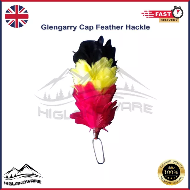 Balmoral Hats Plume Hackles Glengarry Cap Feather Hackle 6" BLACK & RED