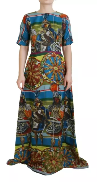 Dolce & Gabbana Carretto Sicily Silk Maxi Long Gown Dress IT40 US4 S