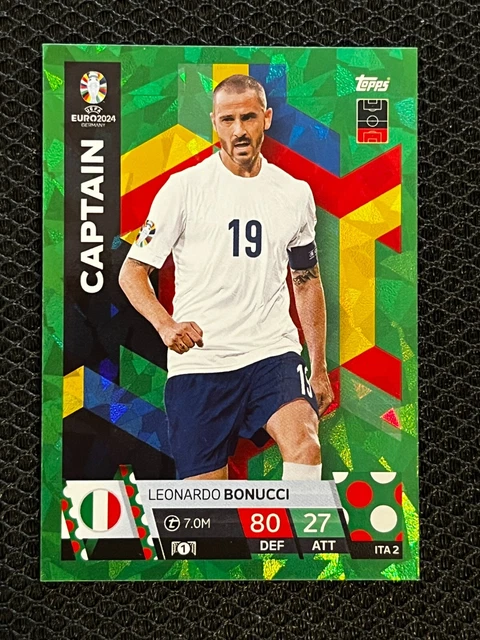 Match Attax Euro 2024 Leonardo Bonucci Crystal Parallel Green Centurion Card