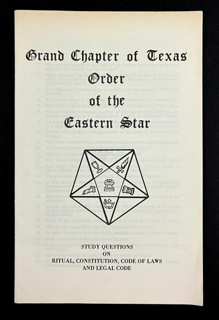 1960s Texas Order Eastern Star Grand Chapter Study Questions Vintage Booklet