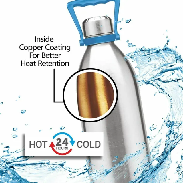 Milton Duo 2000 Thermosteel 24 Hours Hot & Cold Water Bottle with Handle 1.86 L 2