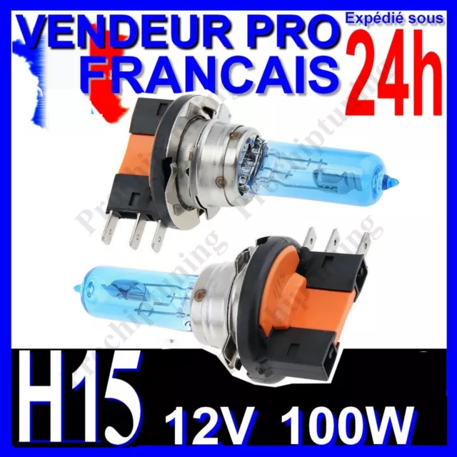 Ampoule H15 Xenon 100W Lampe 55/15W Pour Voiture Feu Super White Phare 12V 6500K