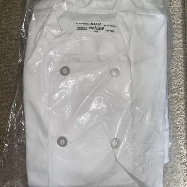 Pinnacle HD C312 CHEF COAT, HALF SLEEVES, 10 BUTTONS, SPUN POLY XL White