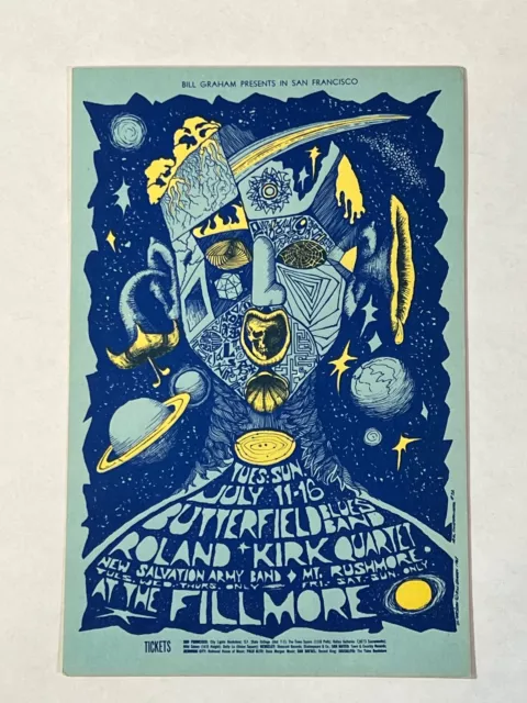 Bill Graham Postcard BG72 Fillmore  Butterfield Blues Band, Roland Kirk Quartet