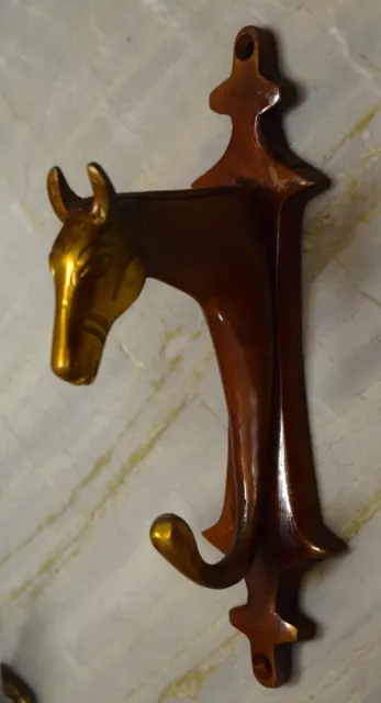 Pony Ass Horse Head Clothes Towel Hanger Brass Hook Kitchen Wall Hanging BM26