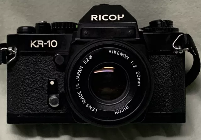 Vintage Ricoh KR-10 50mm SLR Film Camera AS IS Shutter Issue Made in Japan Clean