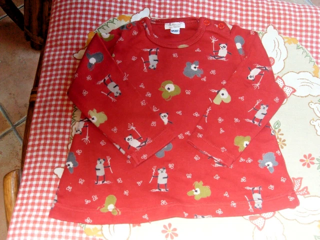 Tee-shirt Manches Longues Catimini Rouge - Taille 6 Mois - Occasion En Très Bon état