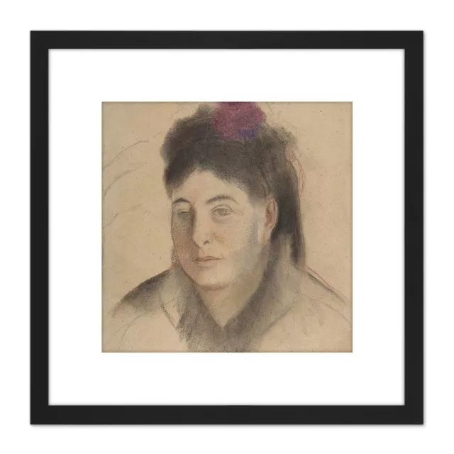 Degas Portrait Madame Loubens Drawing Square Framed Wall Art 8X8 In