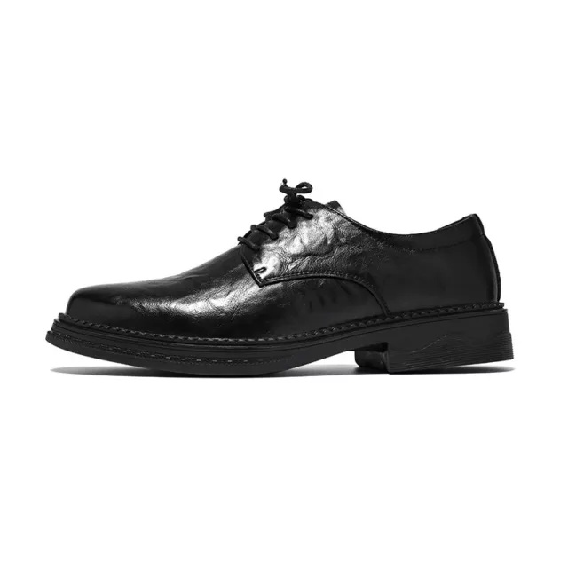 Leather Lace up Men's Dress Formal Shoes Roind TOE Wedding Office Party Platform