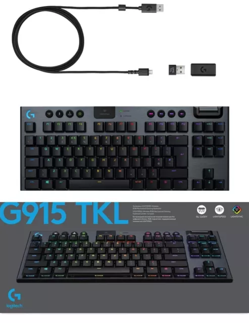 Logitech G915 TKL Wireless Gaming Tactile Keyboard, UK English (Qwerty) - Carbon