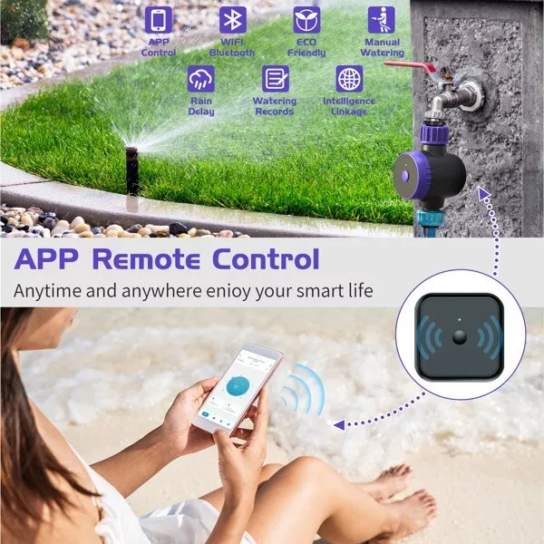 Bluetooth Sprinkler Timer, WiFi Smart Irrigation Water Timer Wireless Remote APP 3