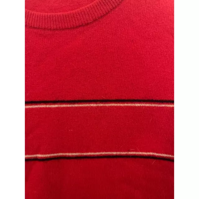 BURBERRY SWEATER MENS S Vintage Pullover Red Crew Neck Lambswool Stripe ...
