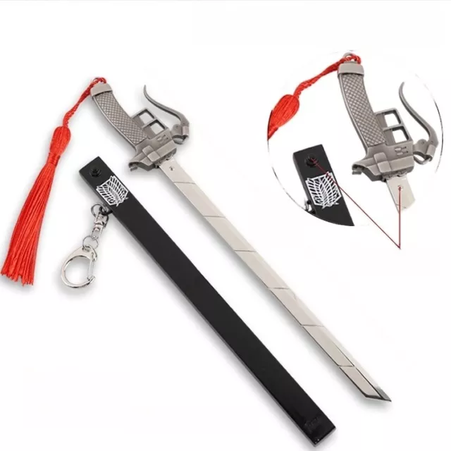 Attack on Titan Metal Sword Keyring Keychain Pop Up Katana Kult Anime Gift 22cm