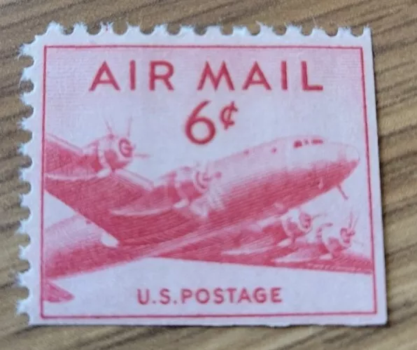 Scott C41 US Air Mail Coil Stamp 1949 MNH 6 Cent DC-4 Skymaster 