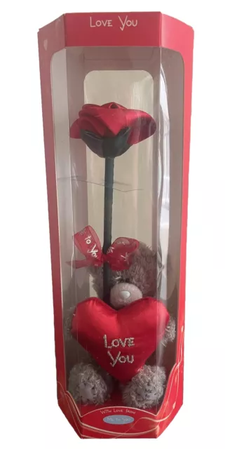 Me To You 5” Tatty Teddy Holding Rose & Heart 13cmCylinder - With Love From