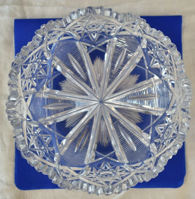 Hawkes Antique American Brilliant Cut Glass 8" Bowl Brunswick Pattern Signed