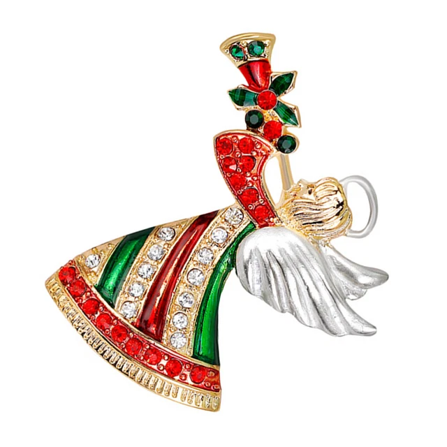 Broche De Noël Argent Et Damier Rouge, Noeud Vert, Bijou Fantaisie Neuf Sans Boîte