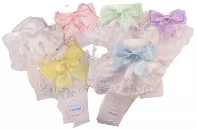 Baby & Girls Socks Frilly Ribbon Satin Double Bow & Lace Ankle Spanish Romany