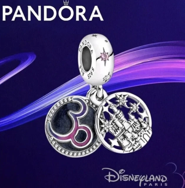 DISNEYLAND PARIS PARK Exclusive Pandora 30th Anniversary Charm Silver ...