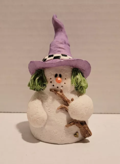 1998 Sarah's Attic Snowonders October Ceramic Snowman Figurine Witch "Witchy"