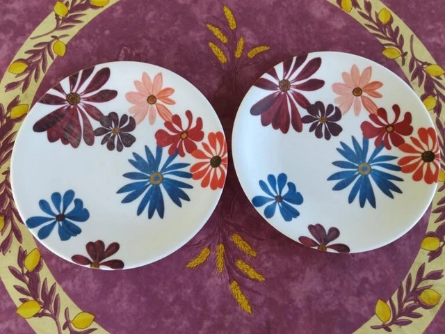 Assiettes Vintage En Mélamine MELSTAR - Décor Floral - Made In France - Occasion