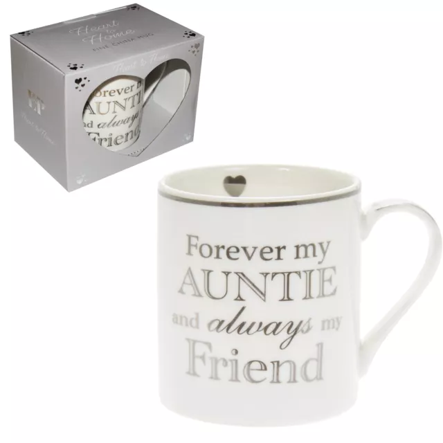 Blanc Porcelaine Fine Tasse Mug avec Argent Libellé Cadeau Emballé - Forever Mon