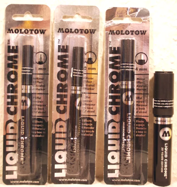 Molotow Liquid Chrome von 1 - 5 mm und Refill Chrome- Stifte