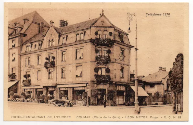 COLMAR - Haut Rhin - CPA 68 - Hotel Restaurant de l' Europe - Carte Publicitaire