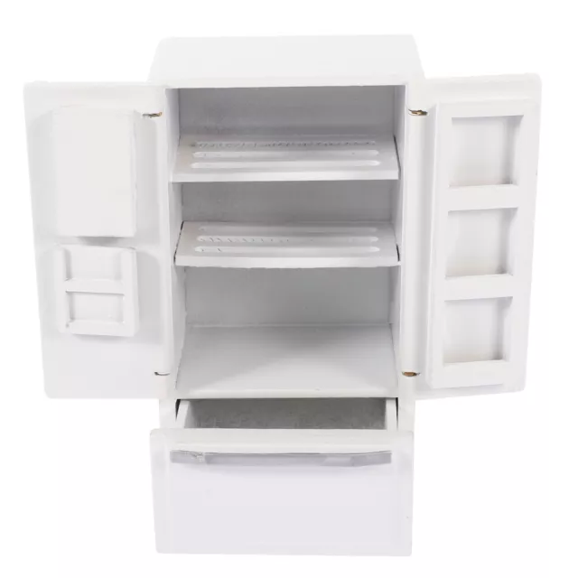 White Wood Doll House Refrigerator Child Mini-house Furniture Decor