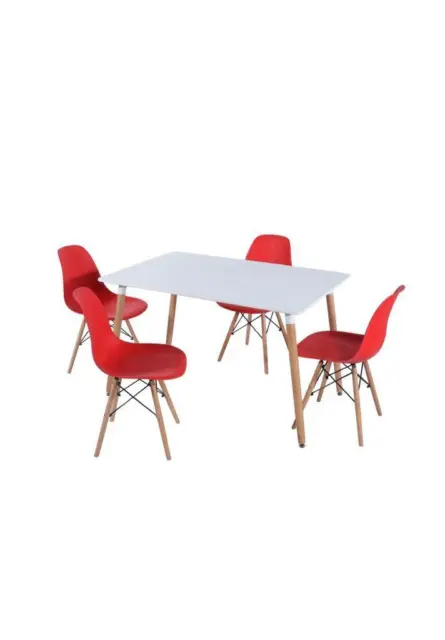4 Dining Chairs with table Modern Design Retro Lounge Plastic Office Eiffle