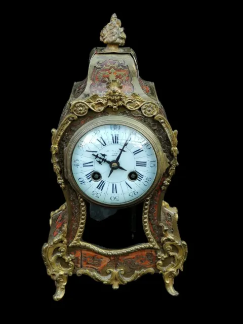 Antique Clock Boulle French Inlaid Fine Striking Signed Marti Mantel Clock c1889