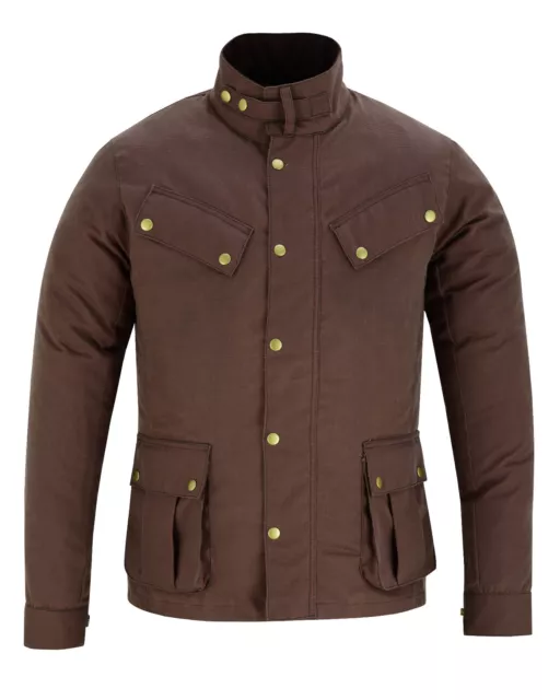 Men's Brown Waxed Cotton Motorcycle Waterproof Outdoor Jacket Zodiac