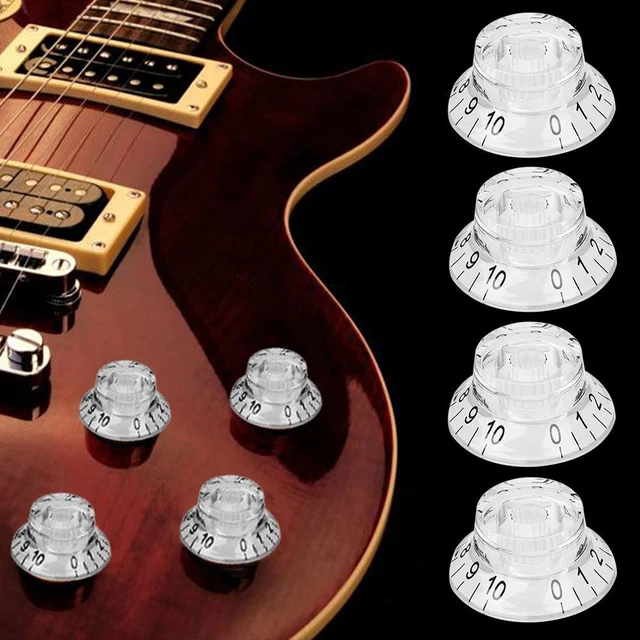 JIUWU 4-Pack Gold & Pearl White Guitar Control Knobs - Metal Volume/Tone Knobs For 6mm Hollow Shaft