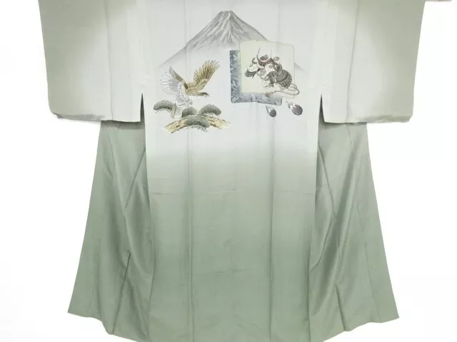 82840# JAPANESE KIMONO / MENS JUBAN / KABUTO WITH Mt.FUJI