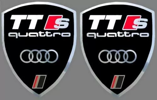 2 adhésifs stickers autocollants noir chrome AUDI TTS (idéal ailes avant) TT S