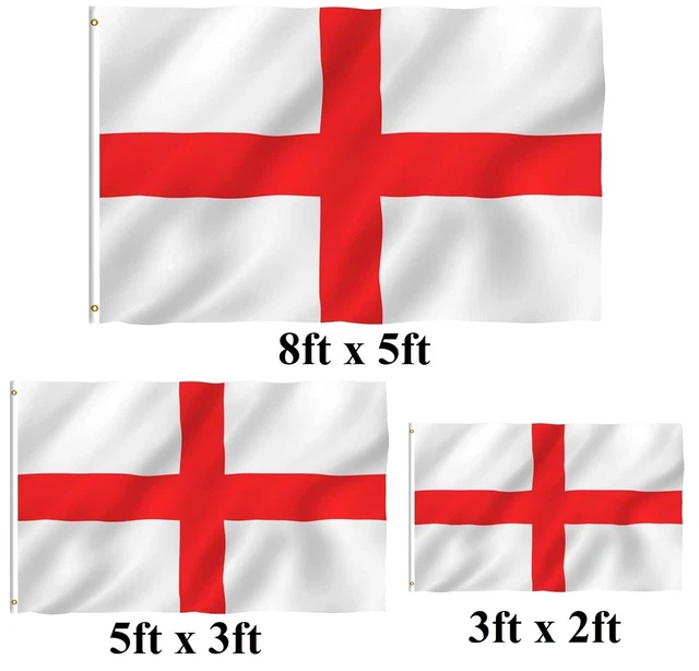 SHATCHI Giant England Flag – 8x5 FT – St George's Cross – Polyester – For World Cup, Football, Euro, Rugby