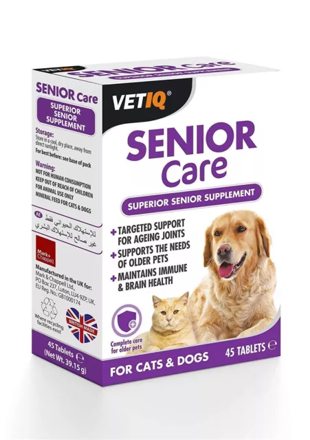 Vetiq Senior Care Dogs & Cats Joint & Health Supplement 45 Tablets Senior Pets