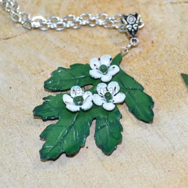 Hawthorn Flower Pendant Necklace - Hand Sculpted - Spring Jewellery
