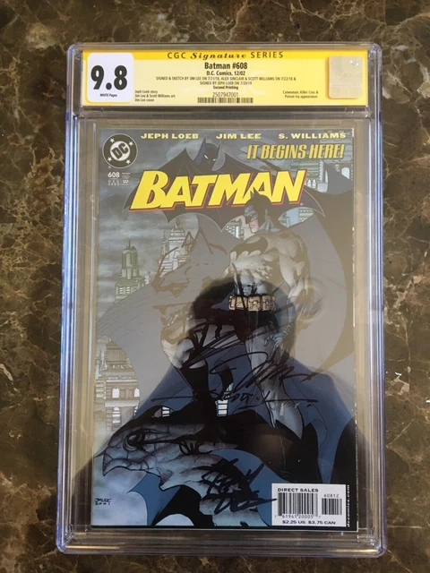 Batman #608 2nd Print CGC 9.8 Original Sketch Jim Lee SS Loeb Williams Sinclair