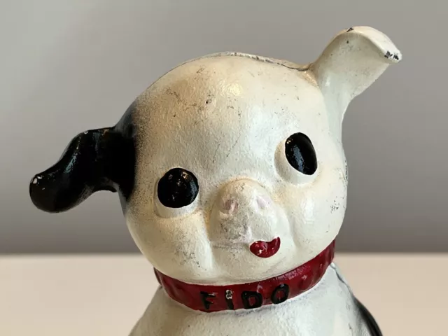 Vintage Cast Iron Fido Dog Piggy Bank- Adorable, Heavy, Unique Gift! 2