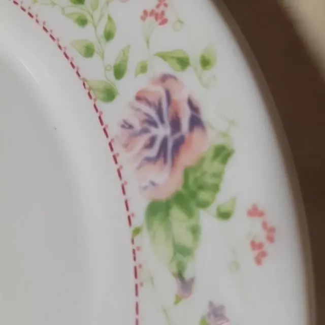 Vintage ARCOPAL FRANCE Dinner Plates 10.5" Pink & Purple Floral Rose 2 Pcs 2